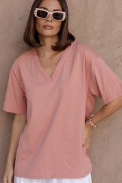 NIX V-Neck T-Shirt Dusty Rose