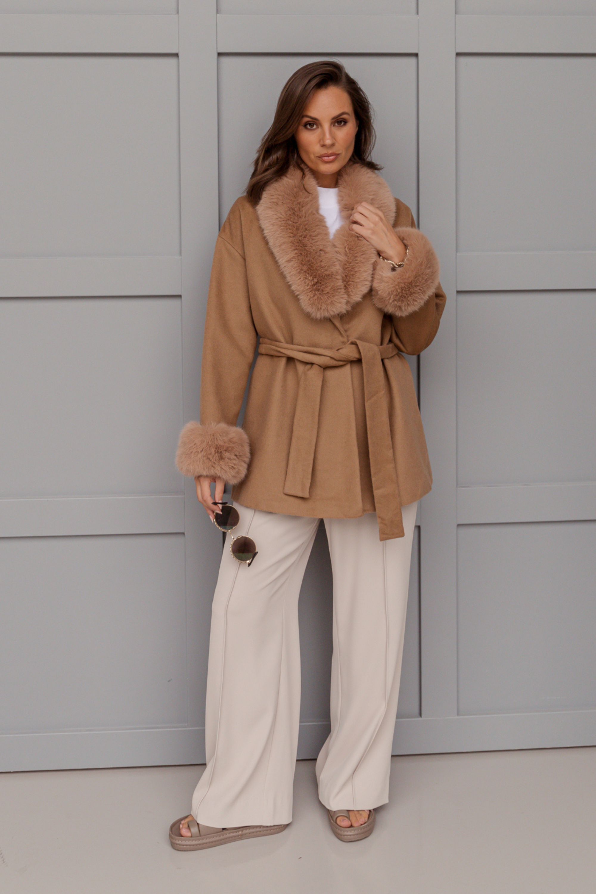 CARLO Faux Coat Tan