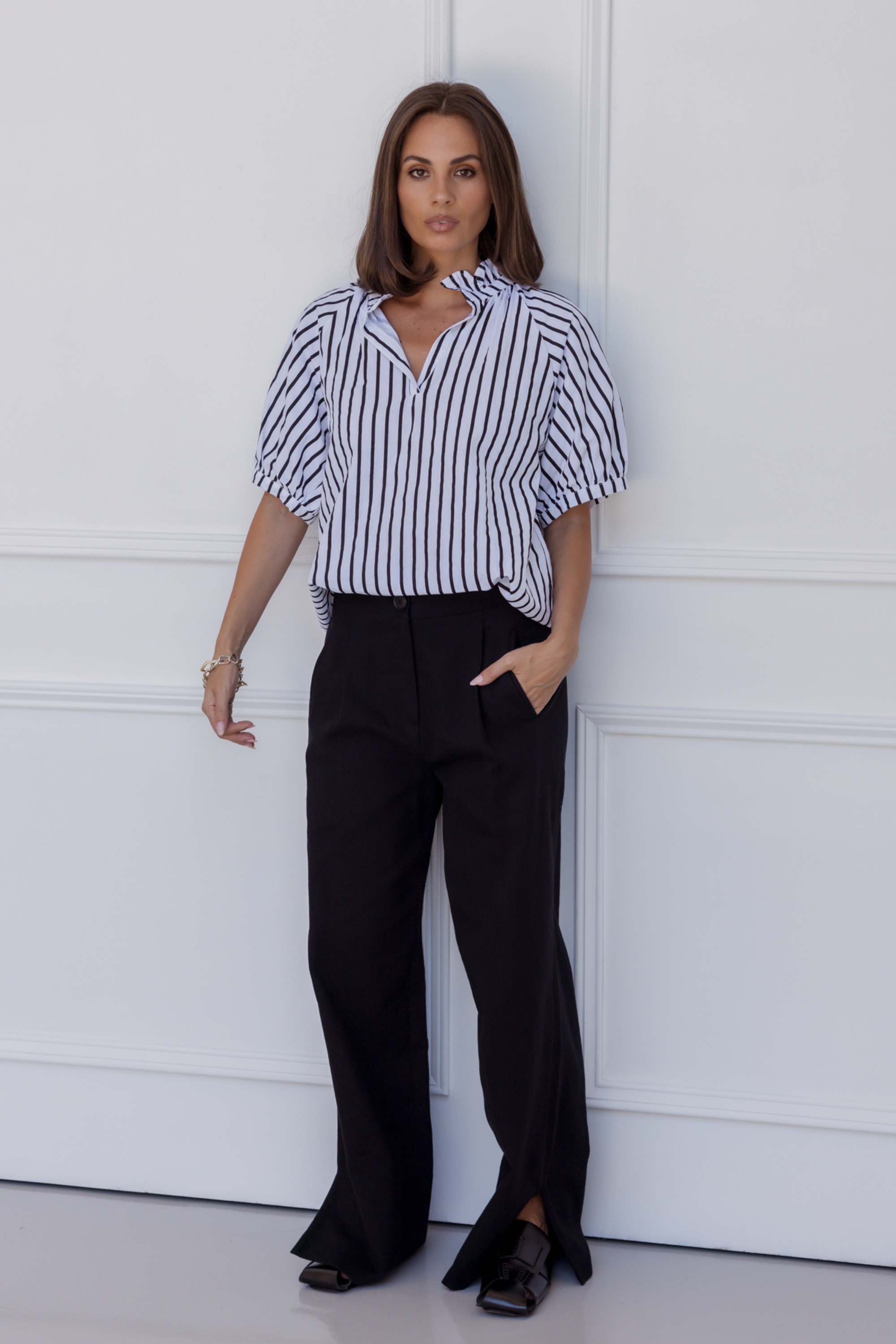 PRESTO Blouse Black Wide Stripe