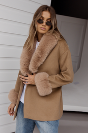 CARLO Faux Coat Tan