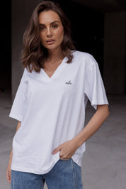 AVARA V-Neck T-Shirt White - campaign full body