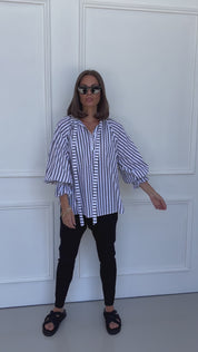 DANILL Blouse Black Wide Stripe