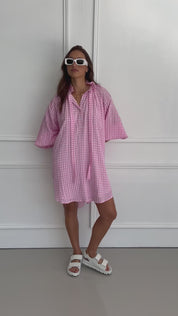 LYCIUM Dress Chequer Pink