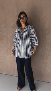 ALLEGRA Blouse Navy Stripe