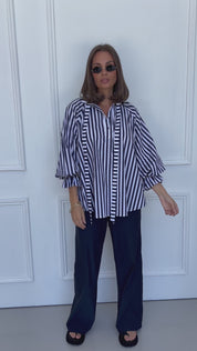 DANILL Blouse Navy Thick Stripe