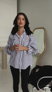 DANILL Blouse Black Wide Stripe