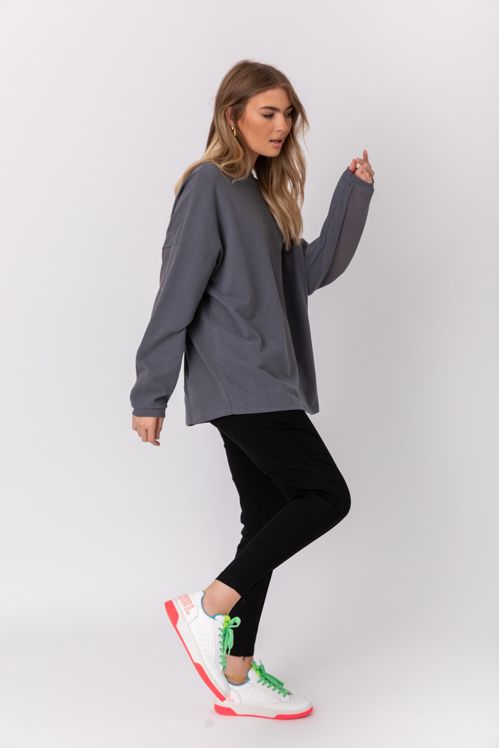 ROZEN Long Sleeve Top Dark Grey