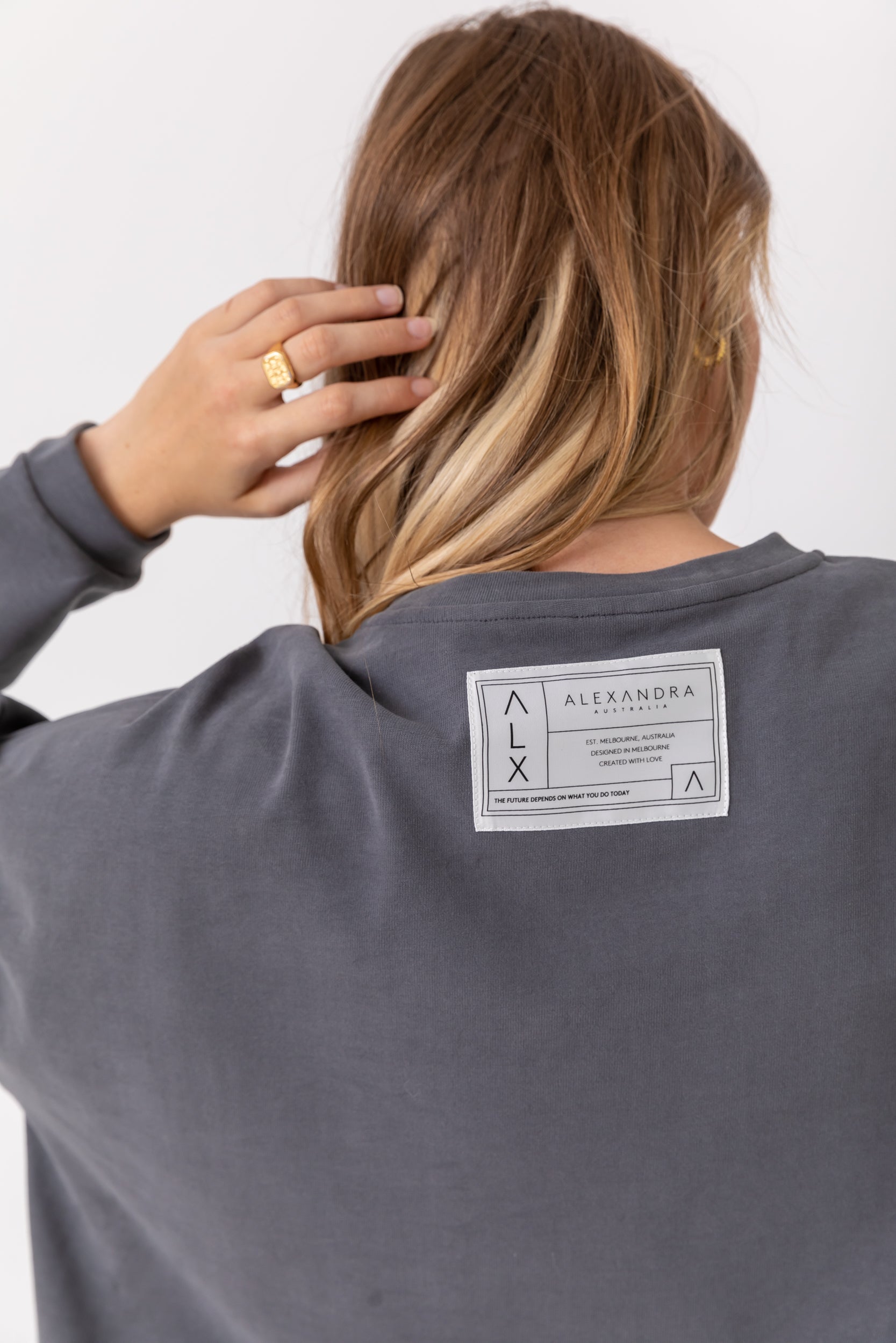 ROZEN Long Sleeve Top Dark Grey