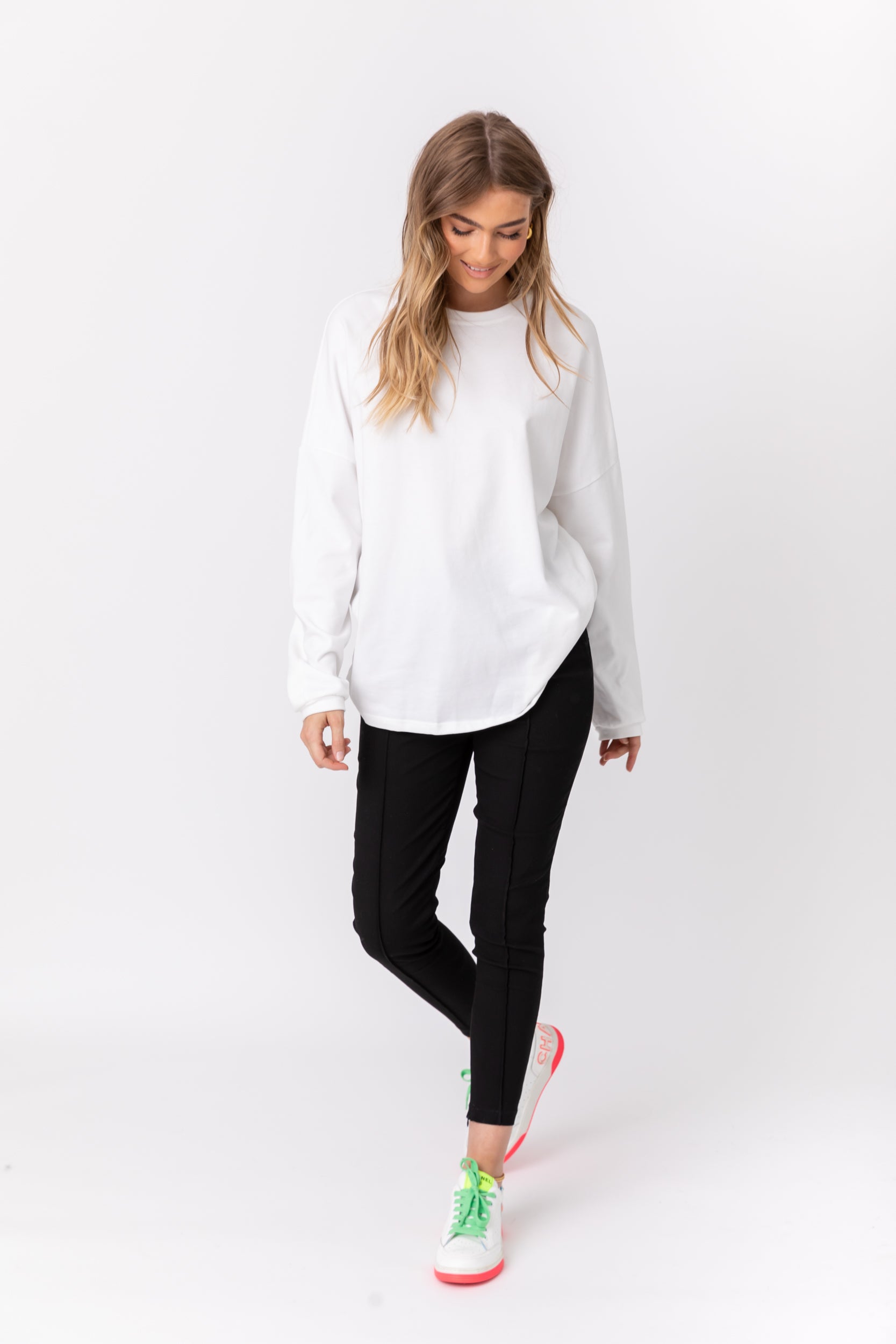 ROZEN Long Sleeve Top White