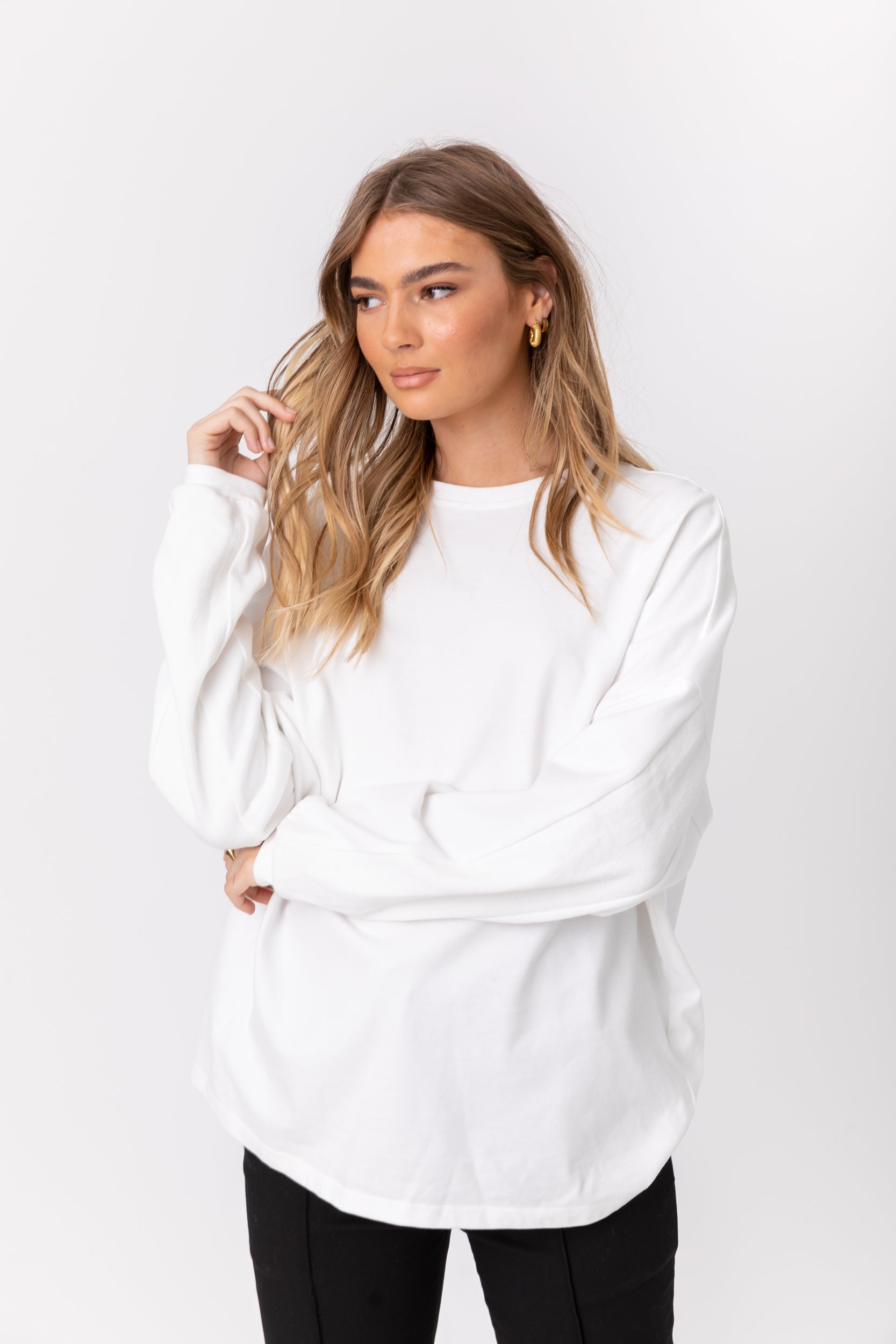 ROZEN Long Sleeve Top White