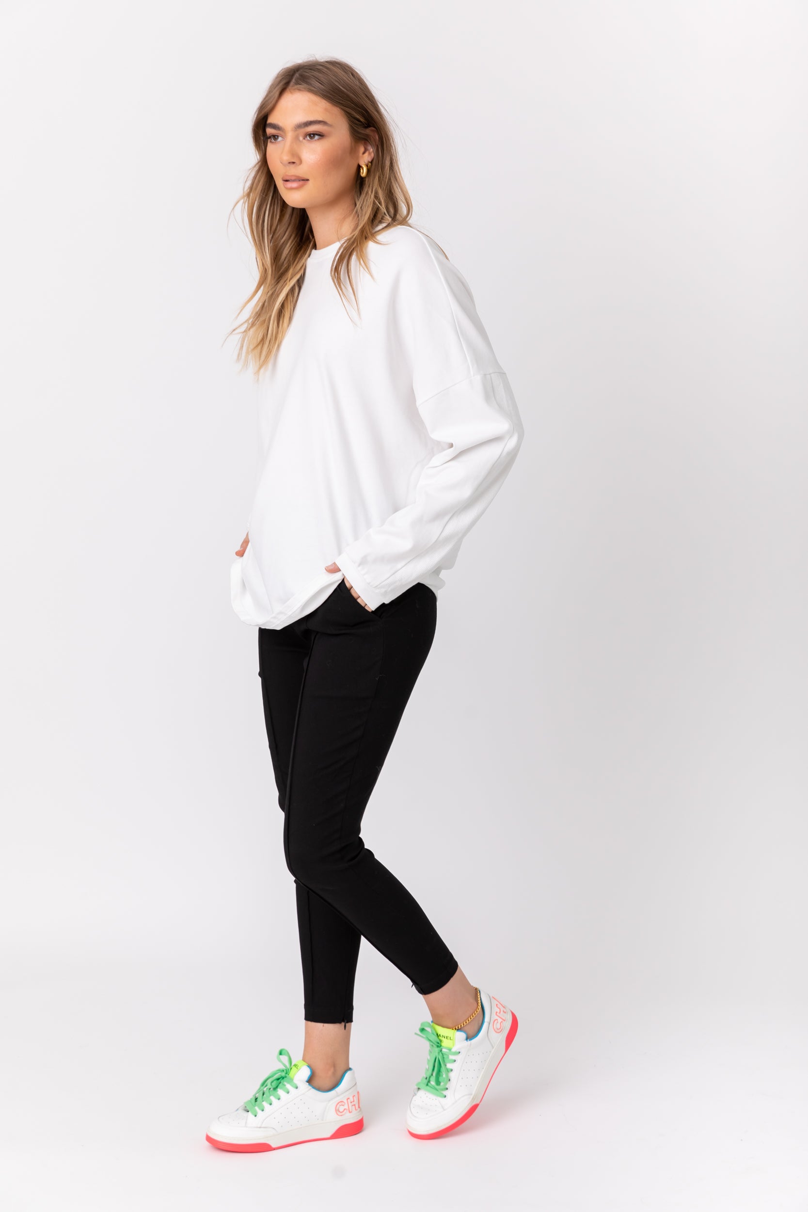 ROZEN Long Sleeve Top White