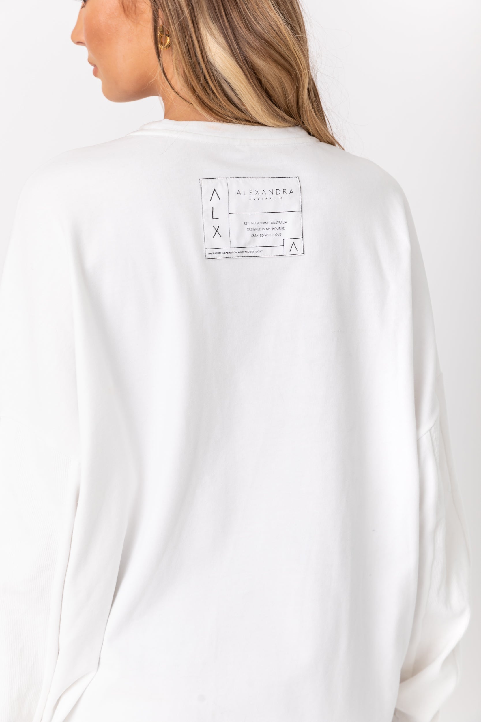 ROZEN Long Sleeve Top White