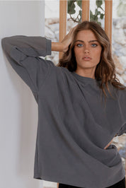 ROZEN Long Sleeve Top Dark Grey