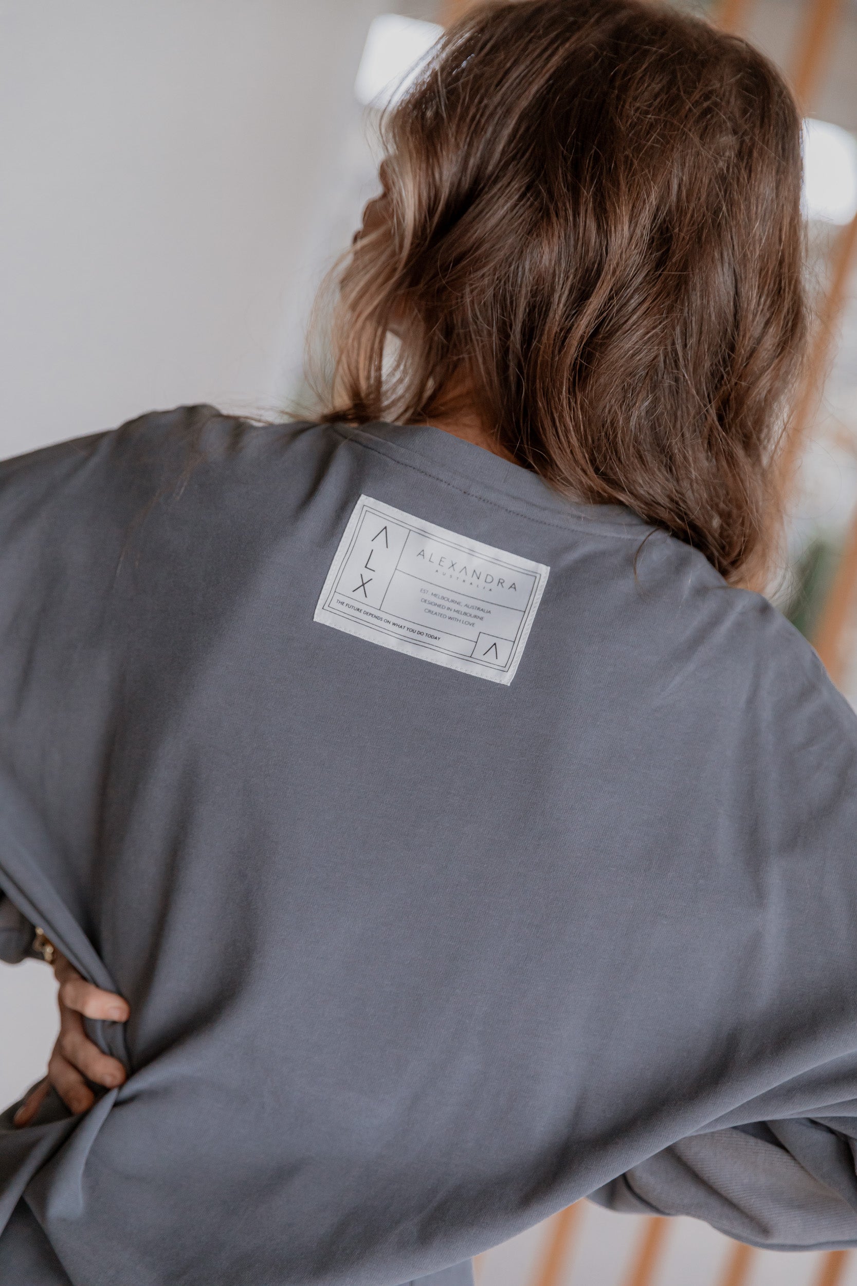 ROZEN Long Sleeve Top Dark Grey