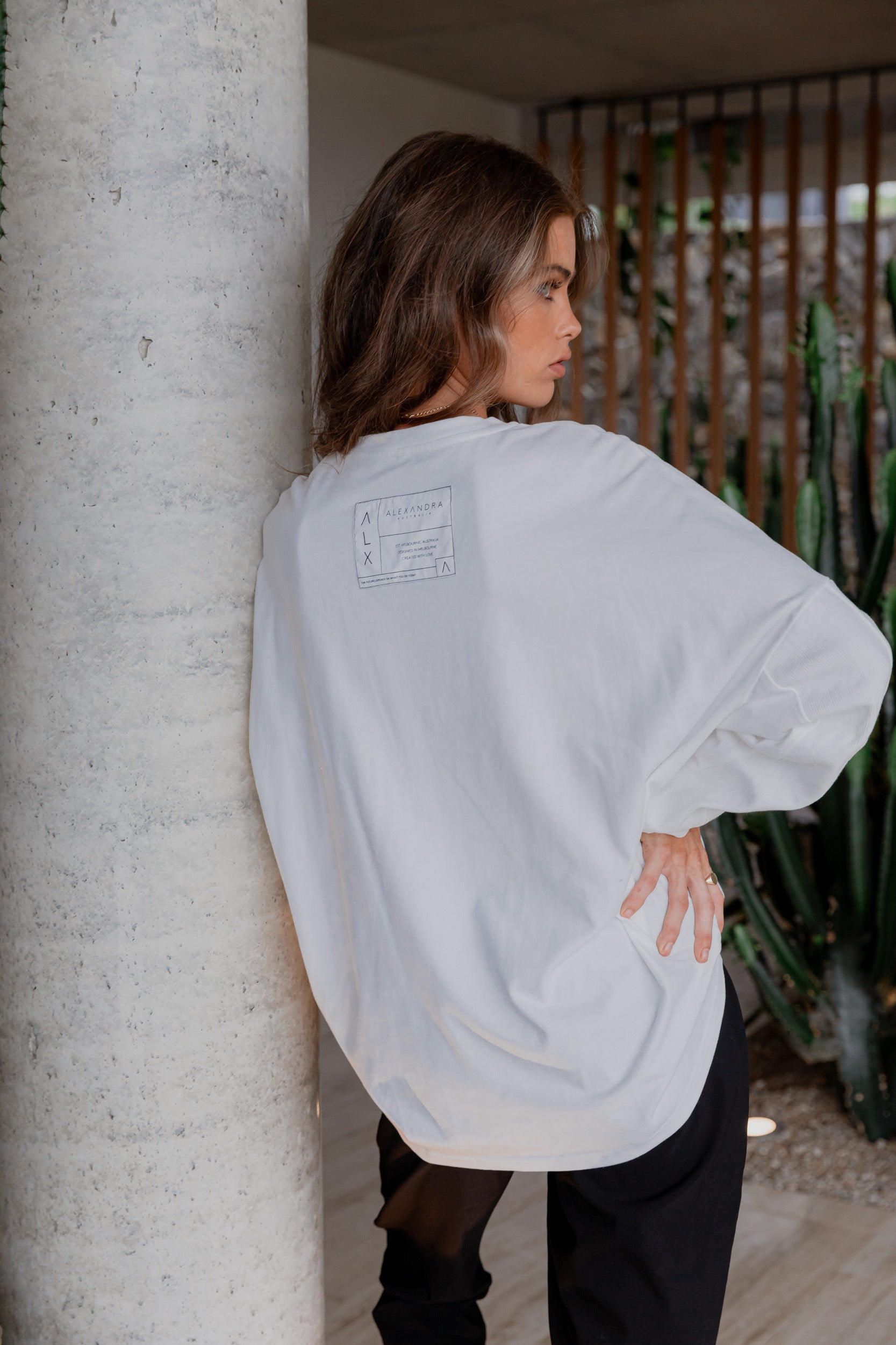ROZEN Long Sleeve Top White