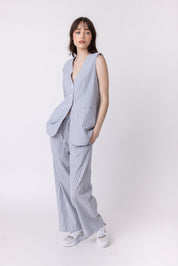 BOTEGO Pants Navy Stripe