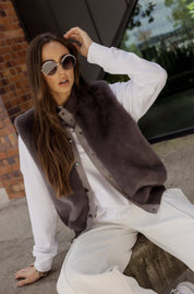 MAGDALENA Faux Vest Dark Grey