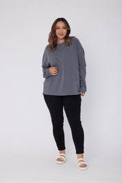 ROZEN Long Sleeve Top Dark Grey