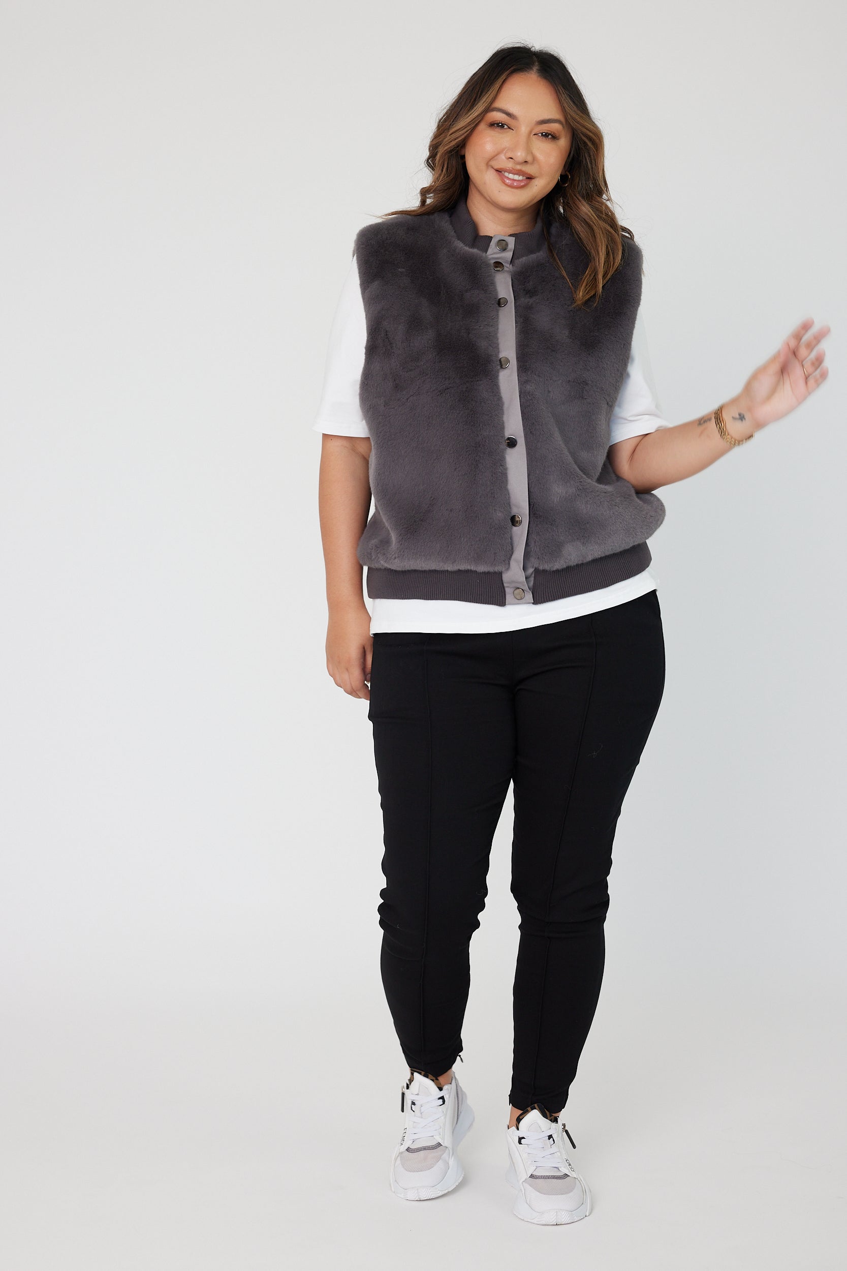 MAGDALENA Faux Vest Dark Grey