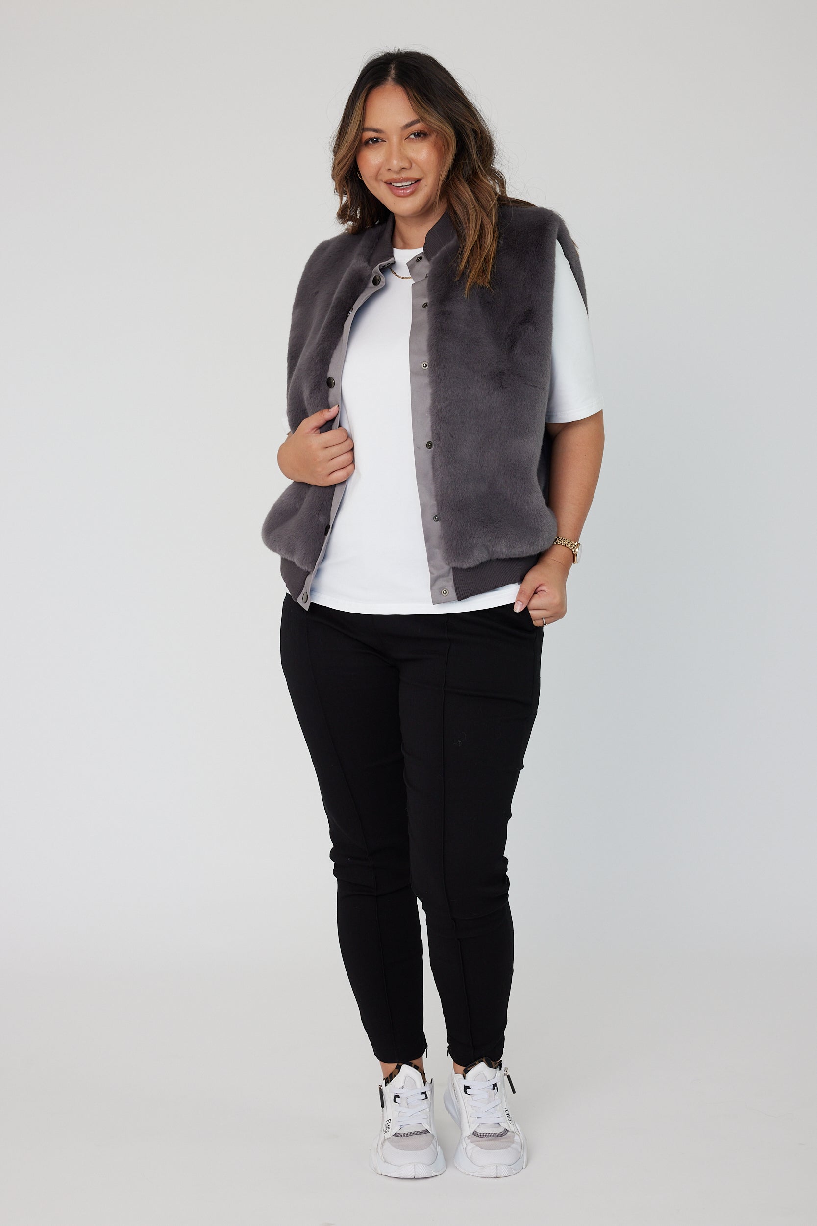 MAGDALENA Faux Vest Dark Grey