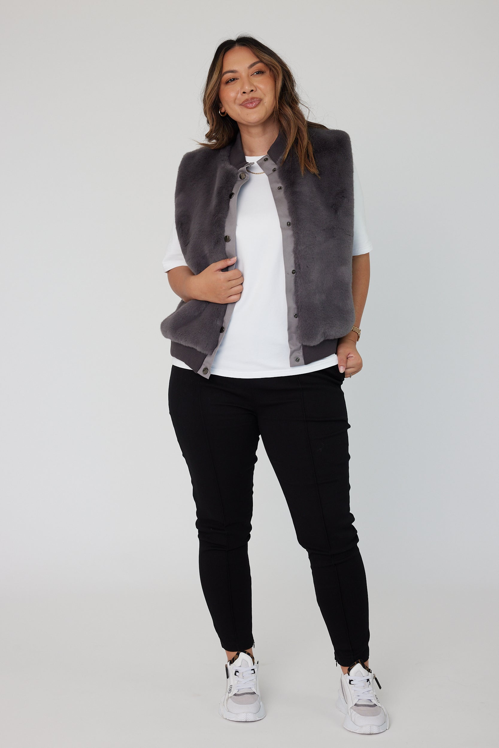 MAGDALENA Faux Vest Dark Grey