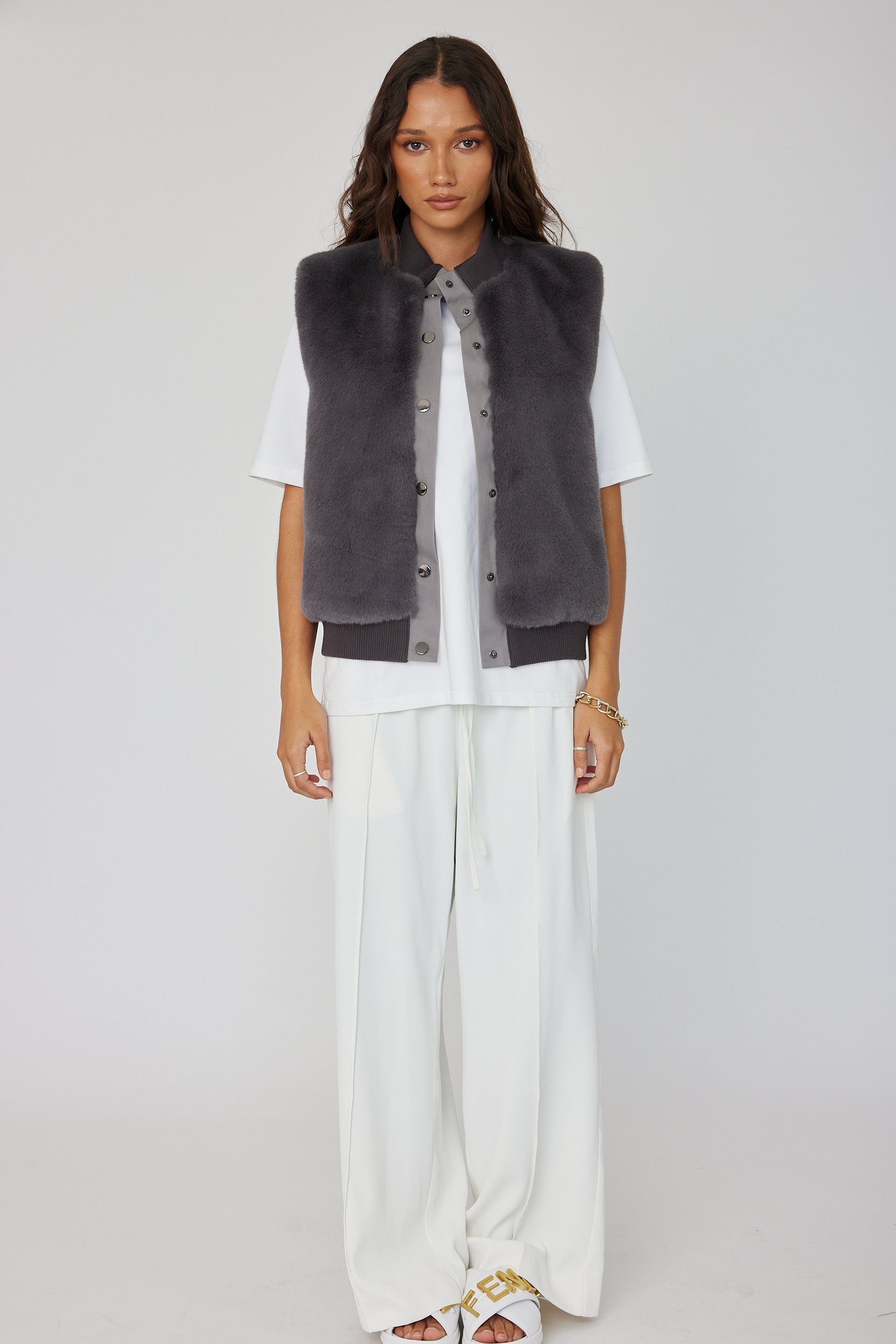 MAGDALENA Faux Vest Dark Grey