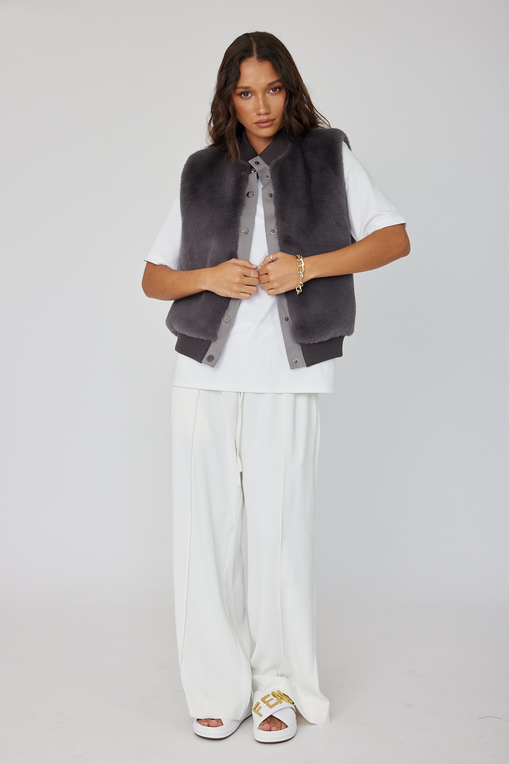 MAGDALENA Faux Vest Dark Grey