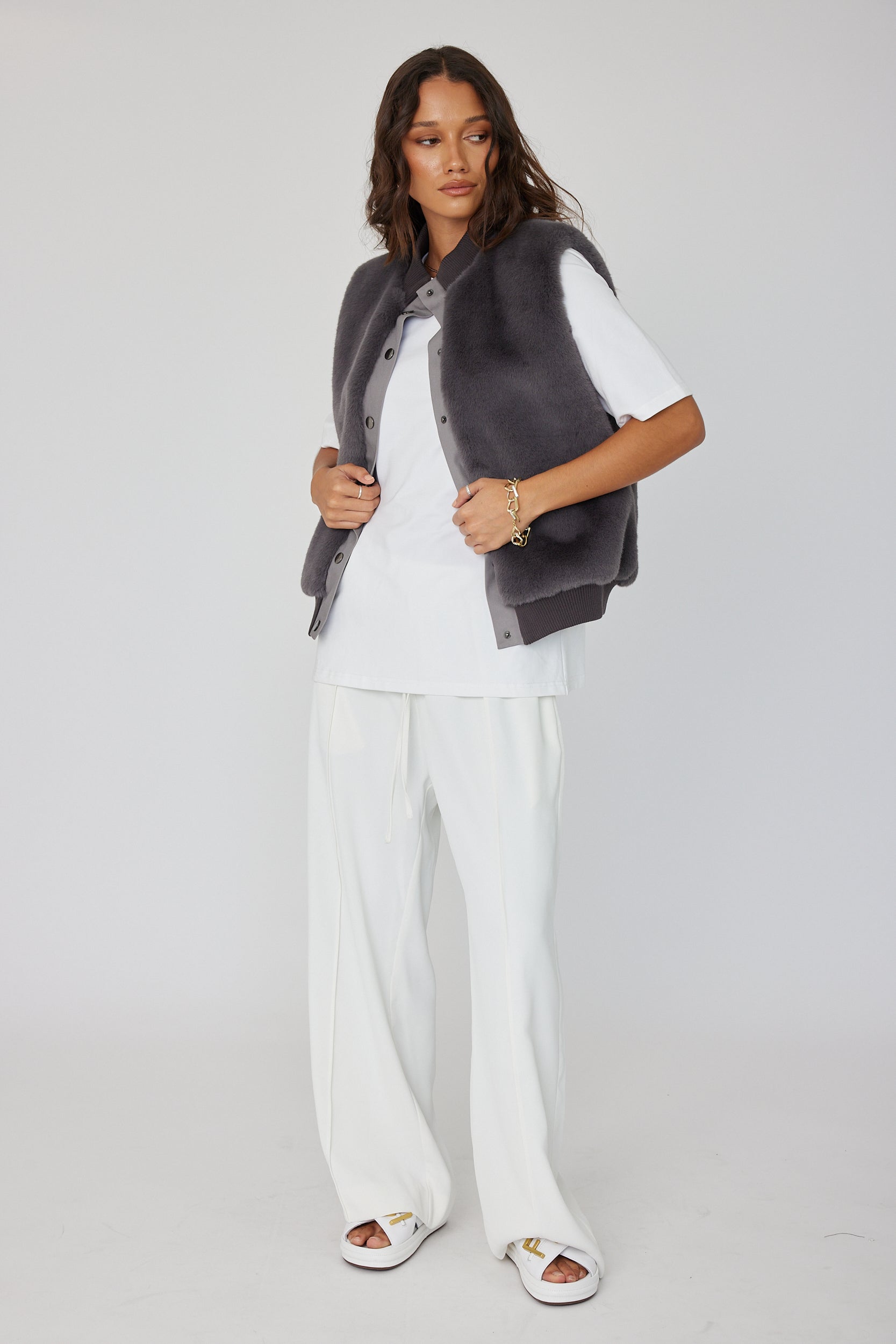 MAGDALENA Faux Vest Dark Grey