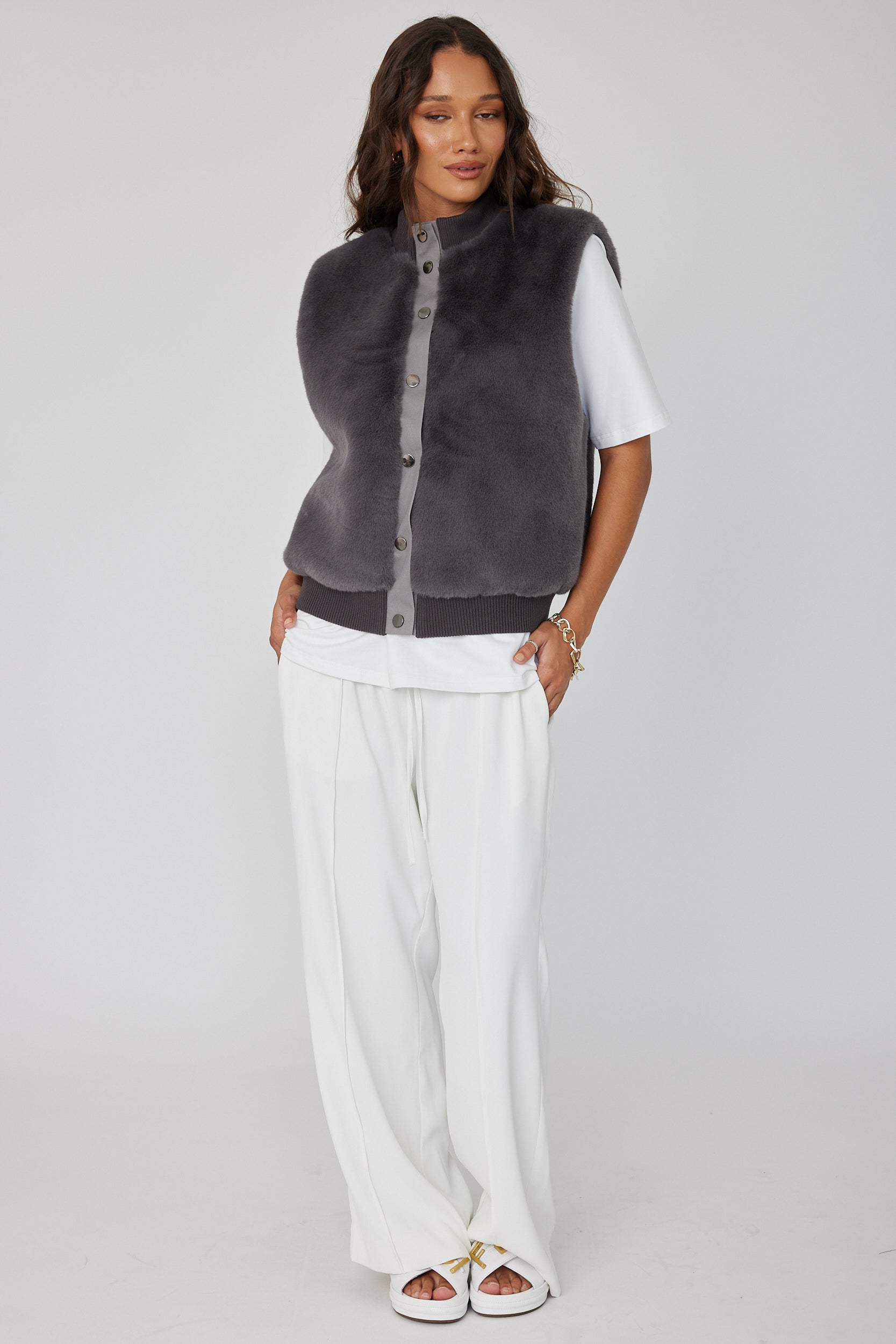 MAGDALENA Faux Vest Dark Grey