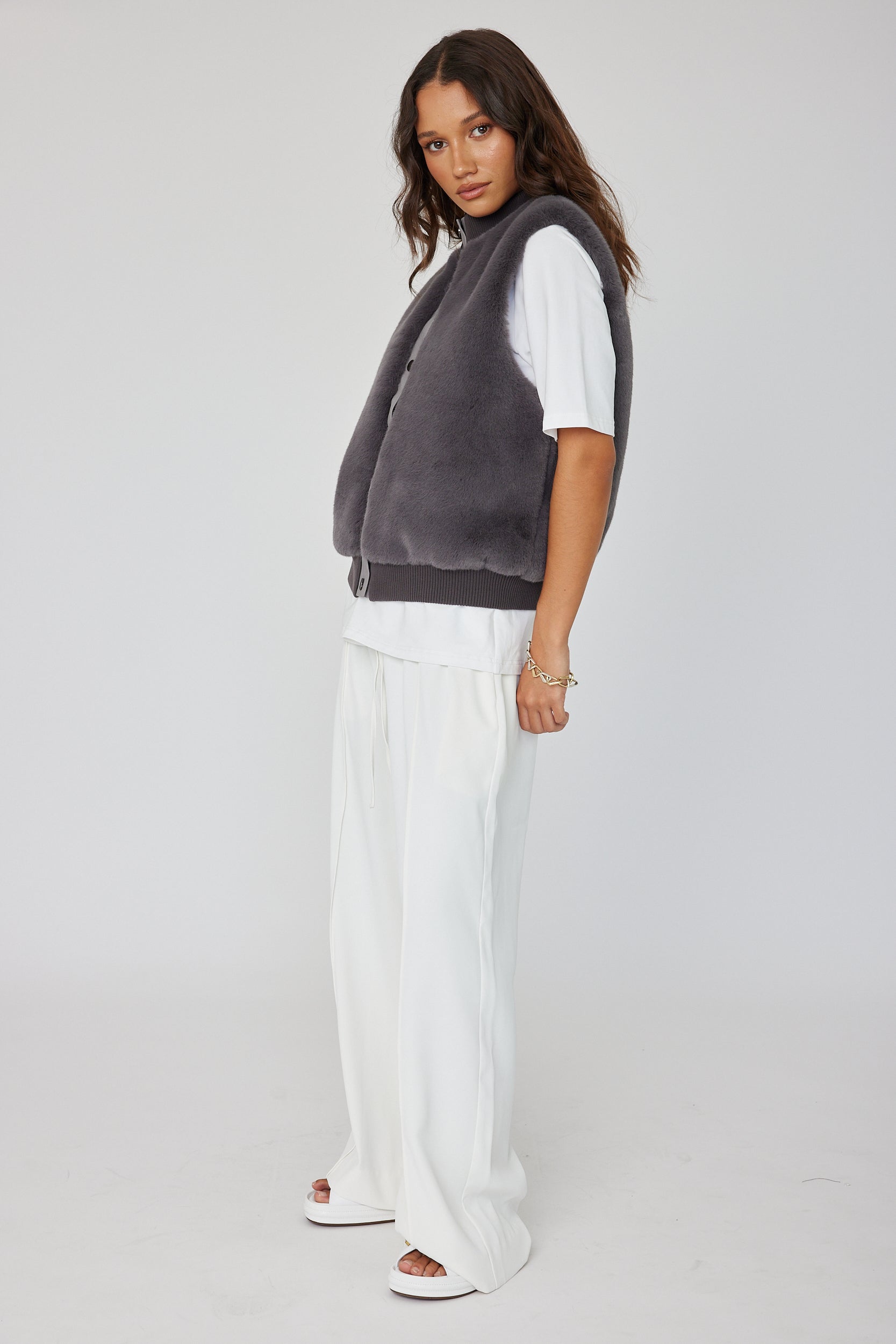 MAGDALENA Faux Vest Dark Grey