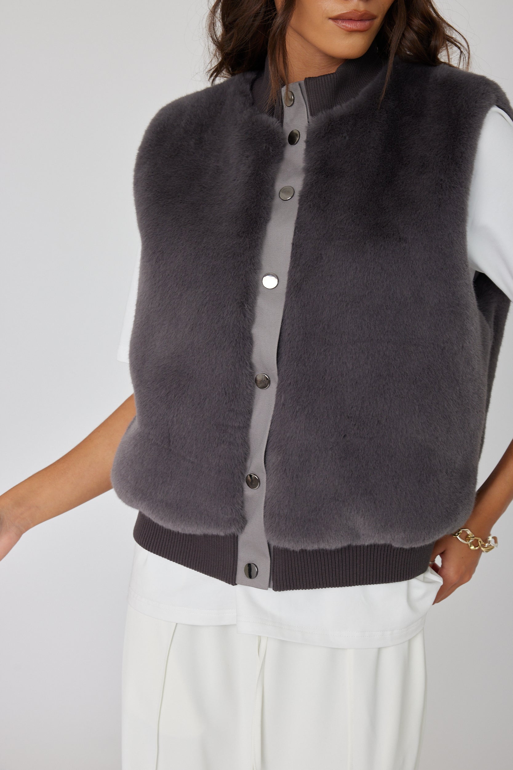 MAGDALENA Faux Vest Dark Grey