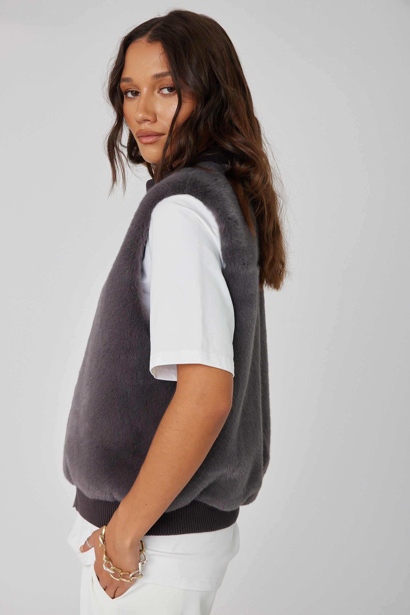 MAGDALENA Faux Vest Dark Grey