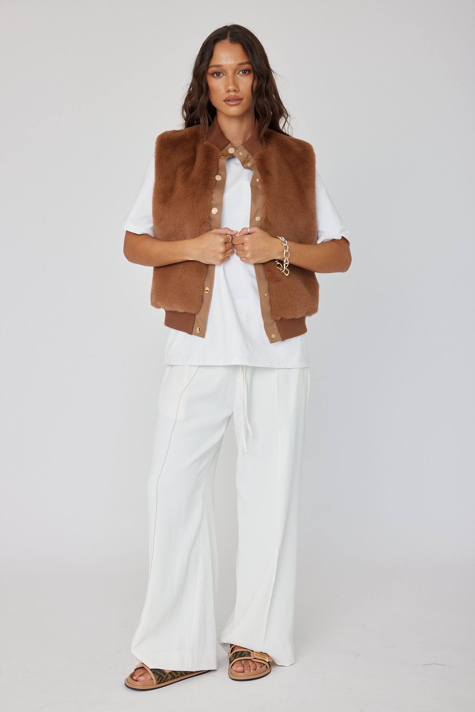 MAGDALENA Faux Vest Chestnut
