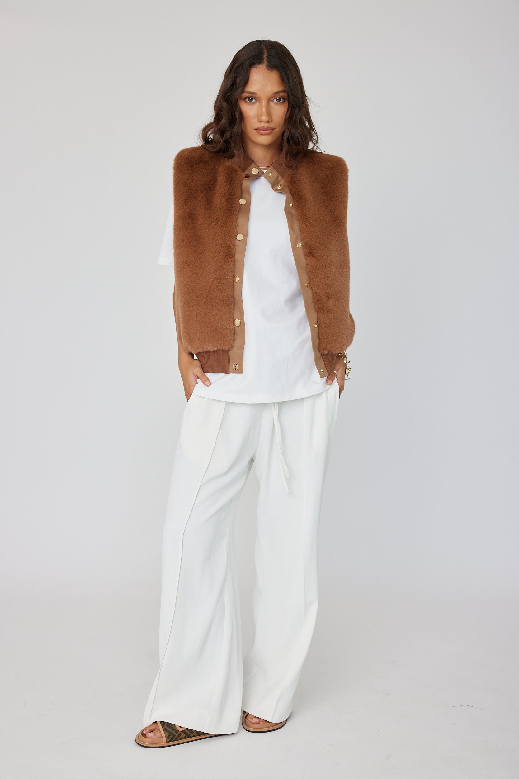 MAGDALENA Faux Vest Chestnut