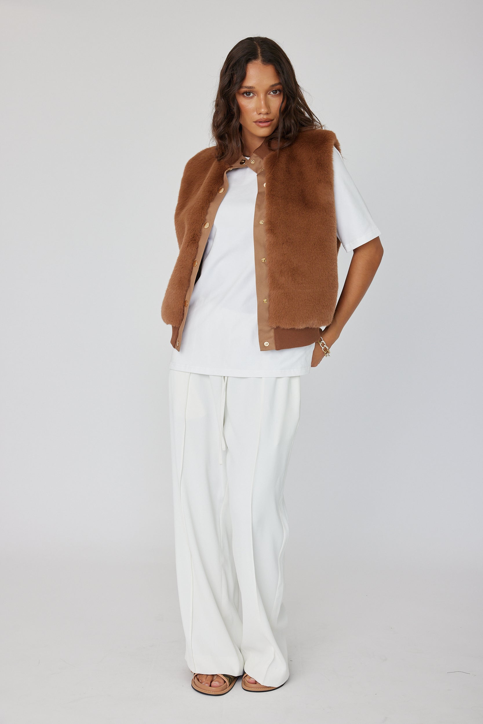 MAGDALENA Faux Vest Chestnut