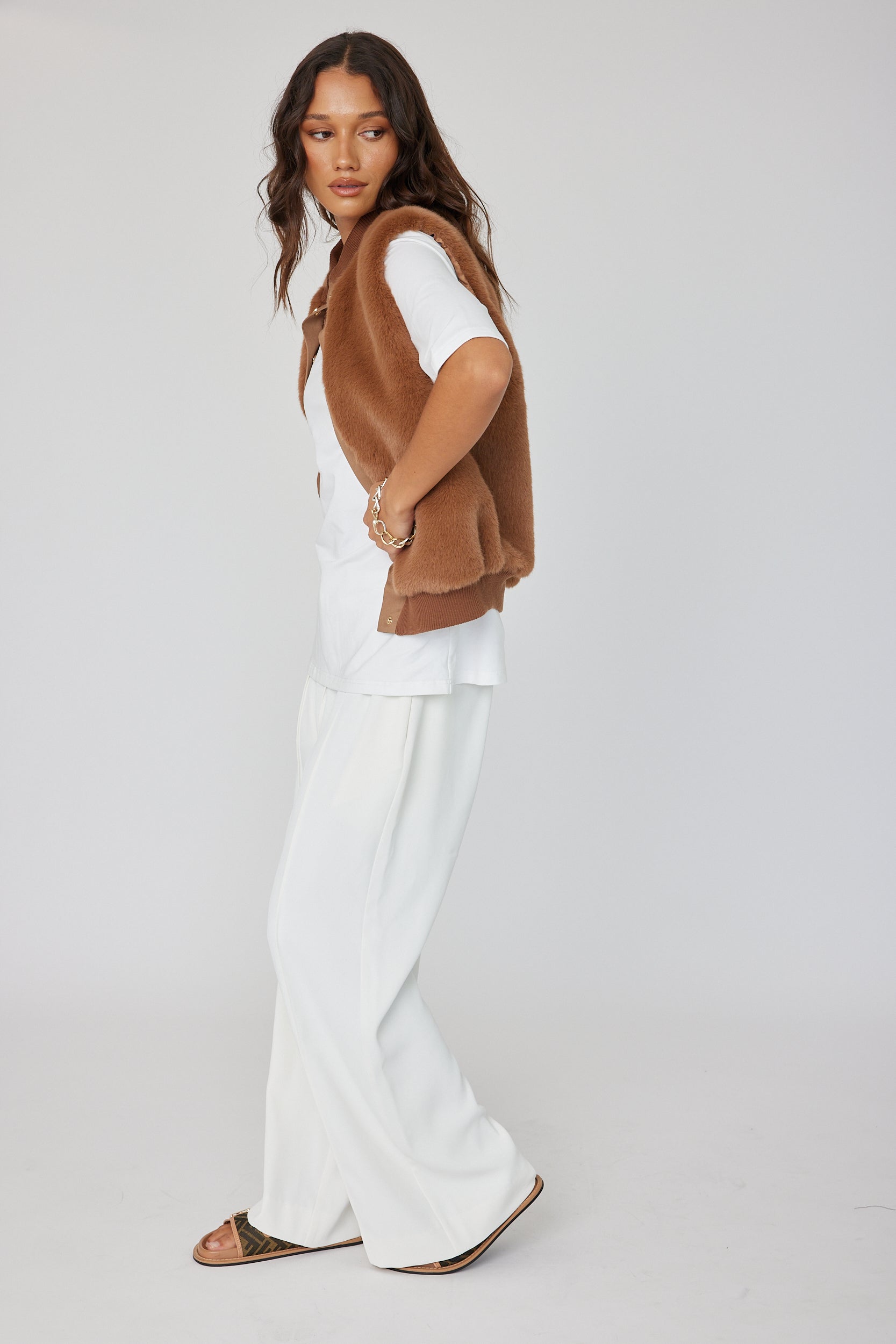 MAGDALENA Faux Vest Chestnut