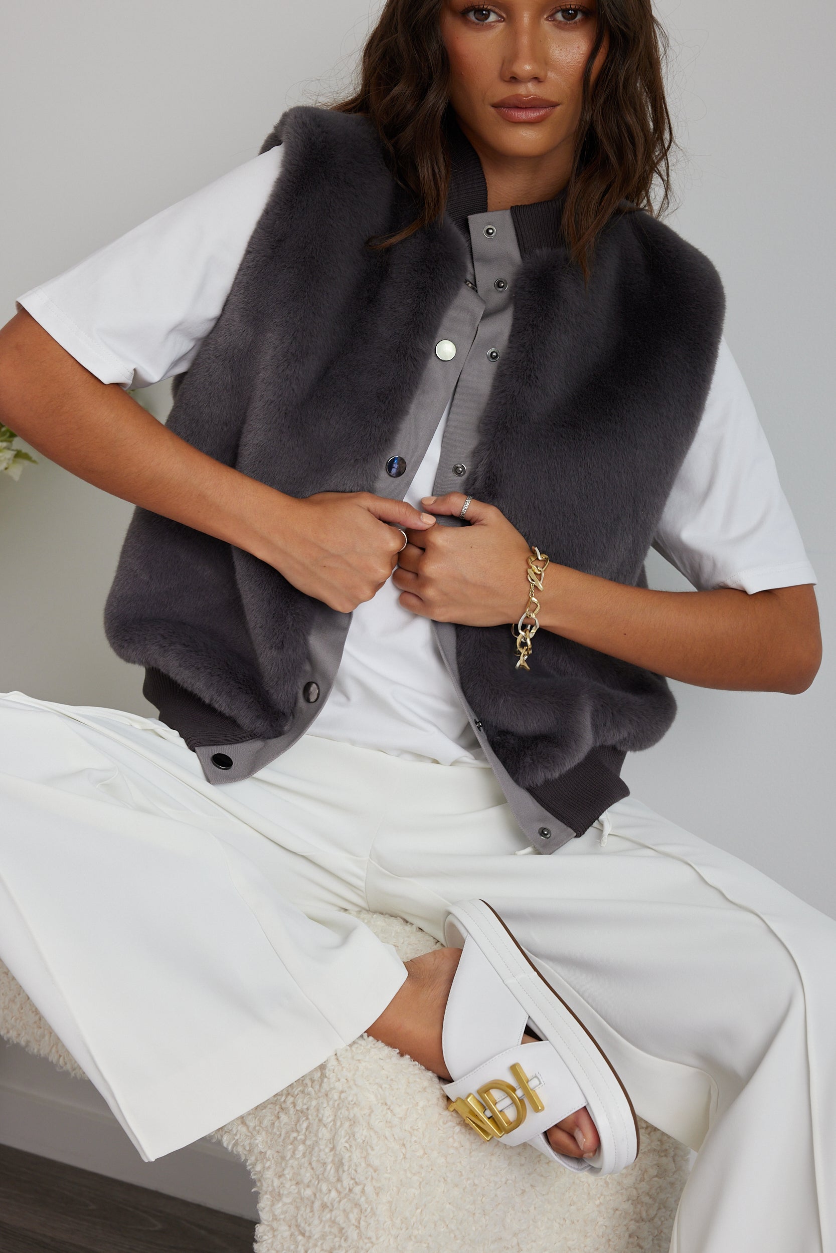 MAGDALENA Faux Vest Dark Grey