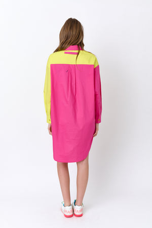 SOLIEL Dress Hot Pink & Yellow